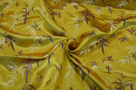 Oriental Bamboo Brocade Polyester Fabric - Bamboo Jacquard, 45" Width (1 Yard)