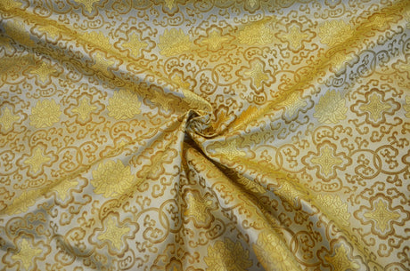 Chinese Medallion Brocade Polyester Fabric - Medallion Jacquard, 48" Width (1 Yard)