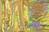 Geometric Mirror Hologram Spandex Fabric - Gold, Silver, Geometric Mirror Foil, 58/60" Width (1 Yard)