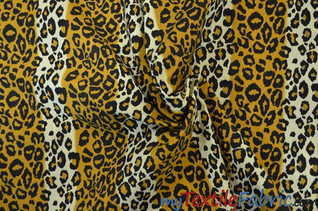 Leopard Cotton Print 100 Percent Cotton Fabric - Gold Leopard Animal Print, 58/60" Width (1 Yard)