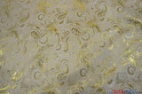 Oriental Metallic Paisley Polyester Fabric - Silver And Gold Metallic Paisley, 58" Width (Yards)