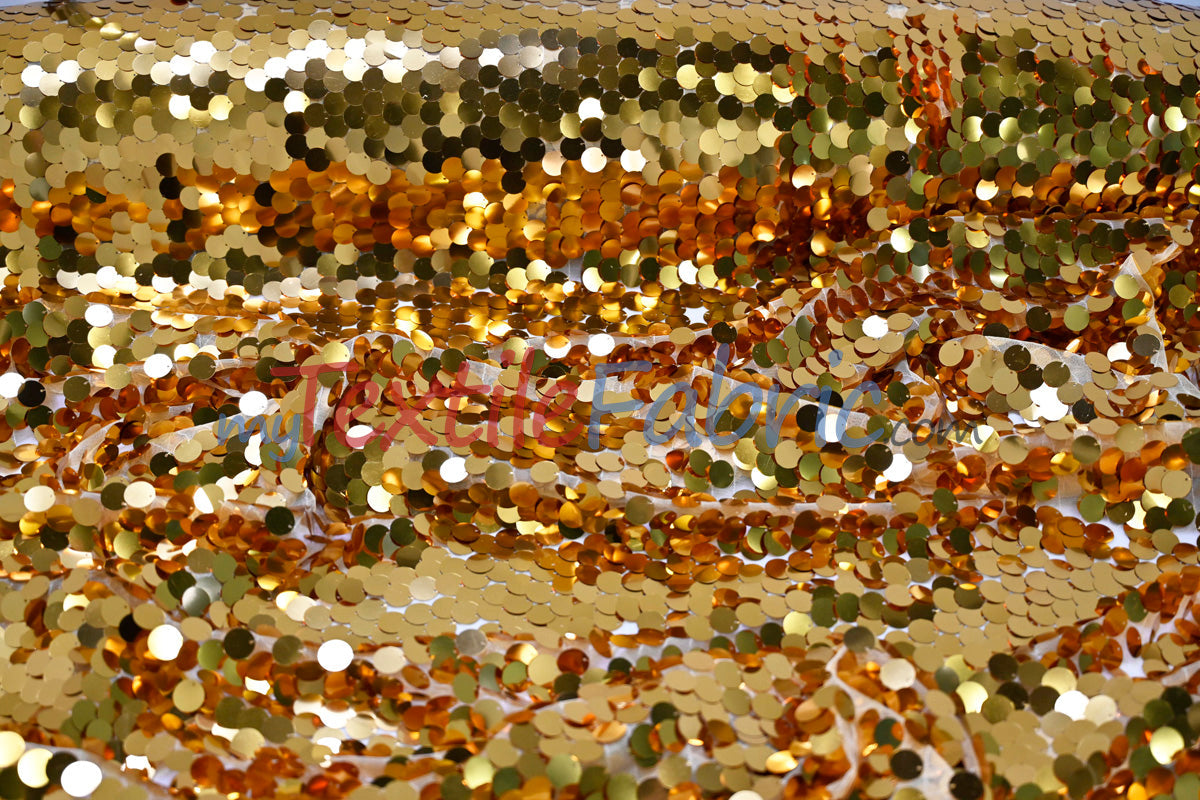 Fish Scale Paillette Sequins Polyester Fabric - 9Mm Sequins, 54" Width, Multiple Colors (1 Yard)