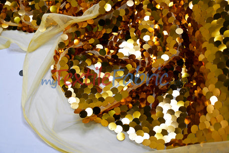 Fish Scale Paillette Sequins Polyester Fabric - 9Mm Sequins, 54" Width, Multiple Colors (1 Yard)