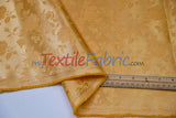 Satin Flower Brocade Polyester Fabric - Tone On Tone Embossed Floral, 58/60" Width (1 Yard)