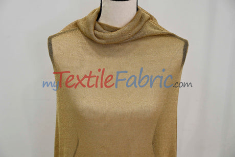 Sparkly Mesh Metallic Stretch Knit Fabric - Gold, Rose Gold, Silver, Black, 58/60" Width (By The Yard)