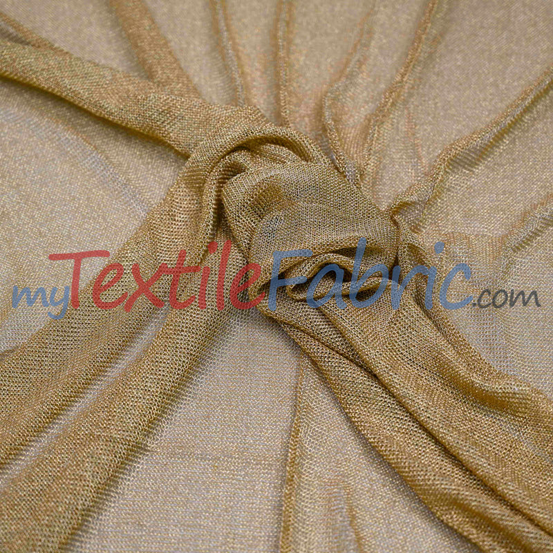 Sparkly Mesh Metallic Stretch Knit Fabric - Gold, Rose Gold, Silver, Black, 58/60" Width (By The Yard)