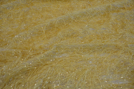 Gold Shaggy Brocade Metallic Eyelash Fabric - Gold Sheer Woven, 56/57" Width (Yards)