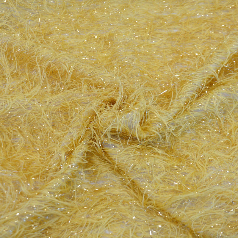 Gold Shaggy Brocade Metallic Eyelash Fabric - Gold Sheer Woven, 56/57" Width (Yards)