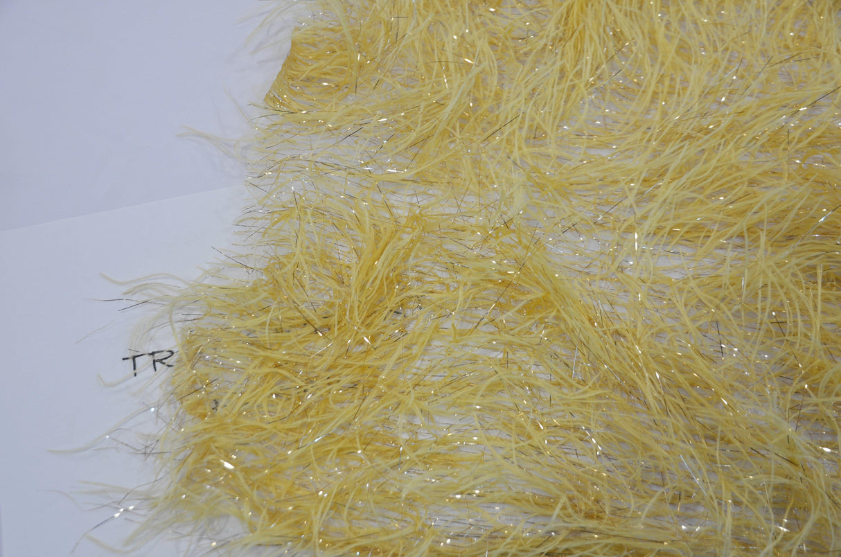 Gold Shaggy Brocade Metallic Eyelash Fabric - Gold Sheer Woven, 56/57" Width (Yards)
