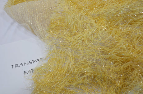 Gold Shaggy Brocade Metallic Eyelash Fabric - Gold Sheer Woven, 56/57" Width (Yards)