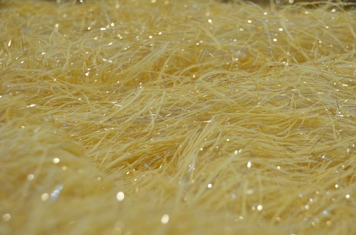 Gold Shaggy Brocade Metallic Eyelash Fabric - Gold Sheer Woven, 56/57" Width (Yards)