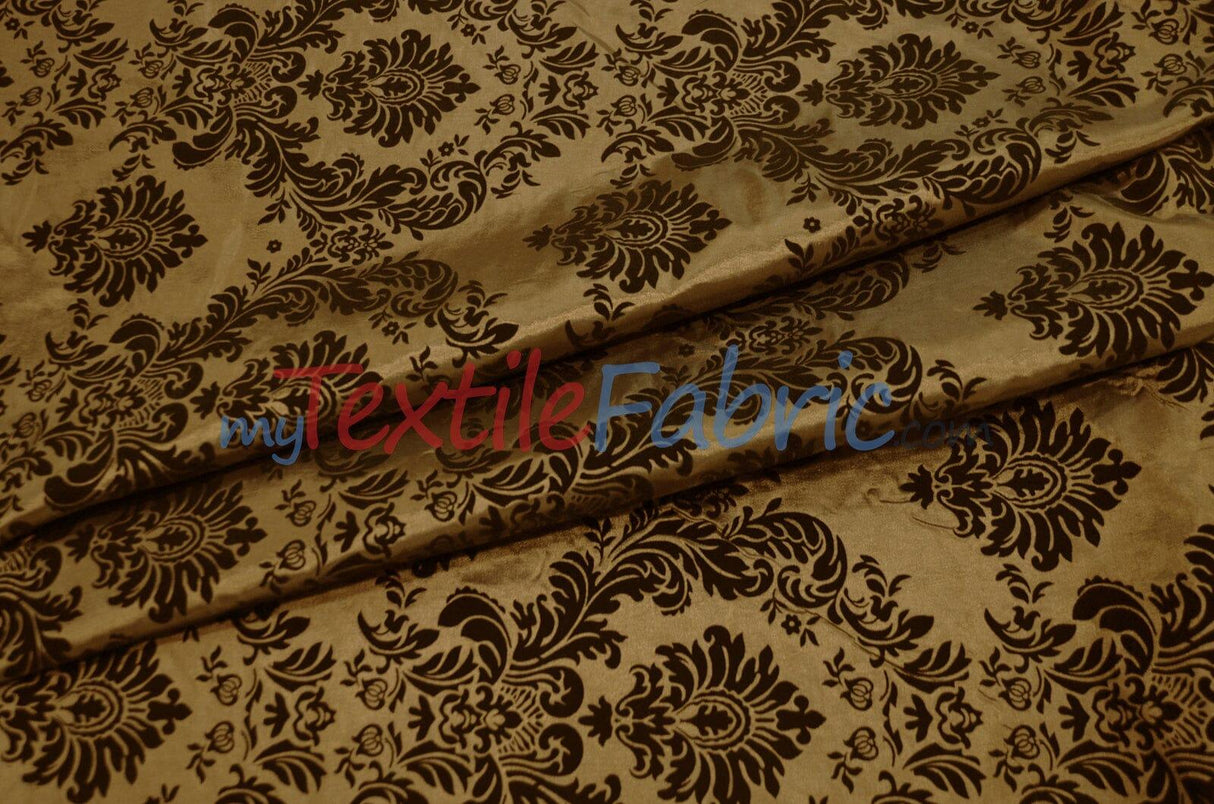 Damask Flocking Taffeta Fabric - Flocking Velvet Damask, 58/60" Width (1 Yard)