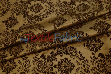 Damask Flocking Taffeta Fabric - Flocking Velvet Damask, 58/60" Width (1 Yard)