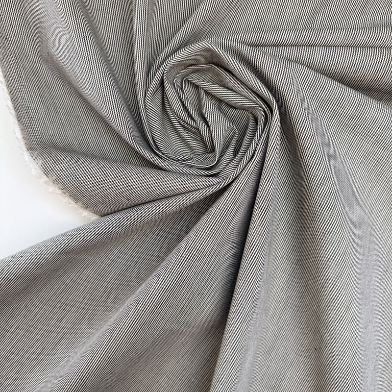 Cotton Elastane Striped Gray Fabric