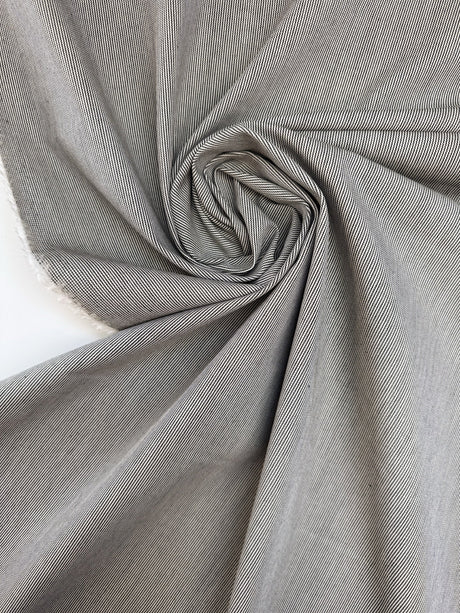 Cotton Elastane Striped Gray Fabric