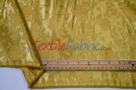 Satin Flower Brocade Polyester Fabric - Tone On Tone Embossed Floral, 58/60" Width (1 Yard)