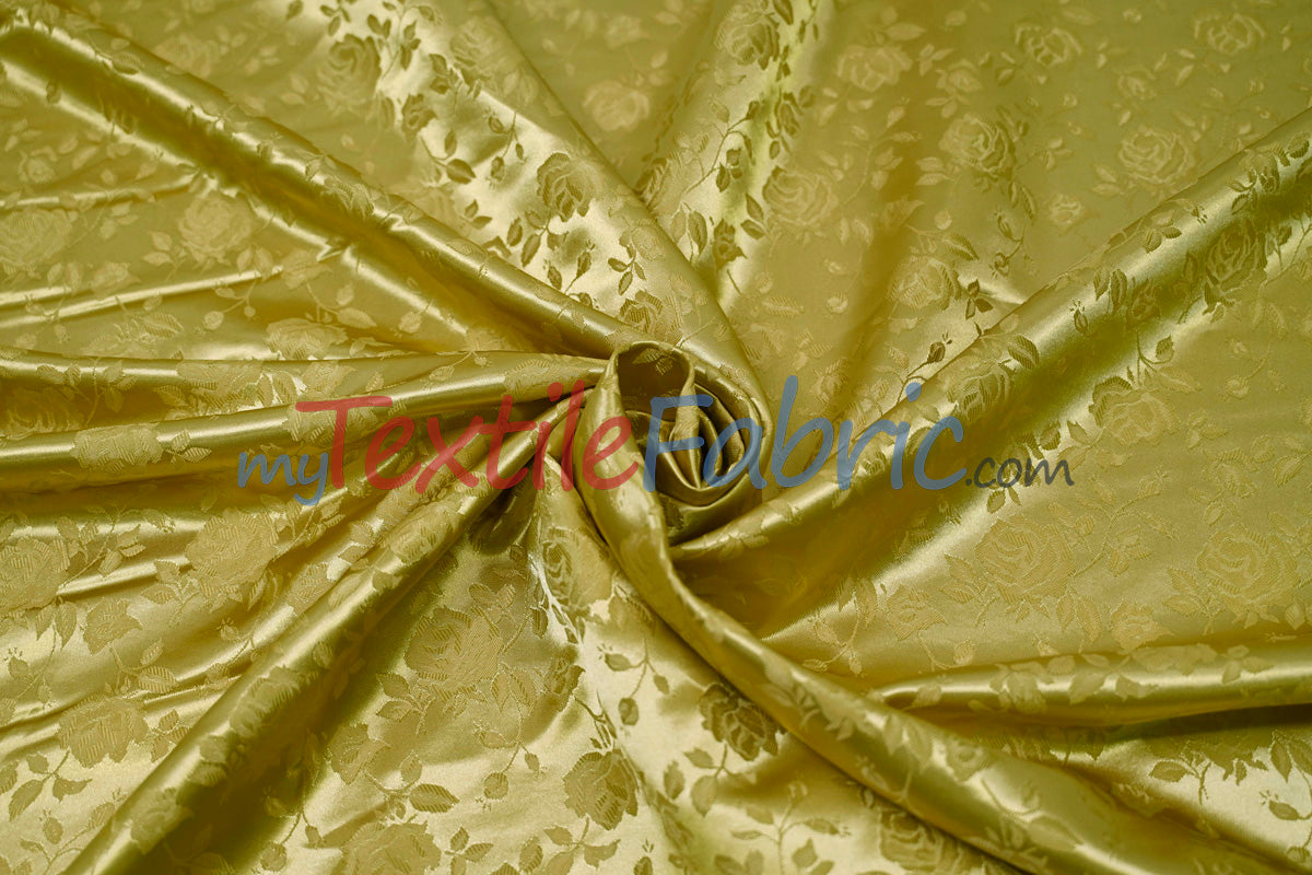Satin Jacquard Satin Polyester Fabric - Satin Flower Brocade, 58/60" Width, Sample Swatch 3"x3" (1 Sample Swatch)