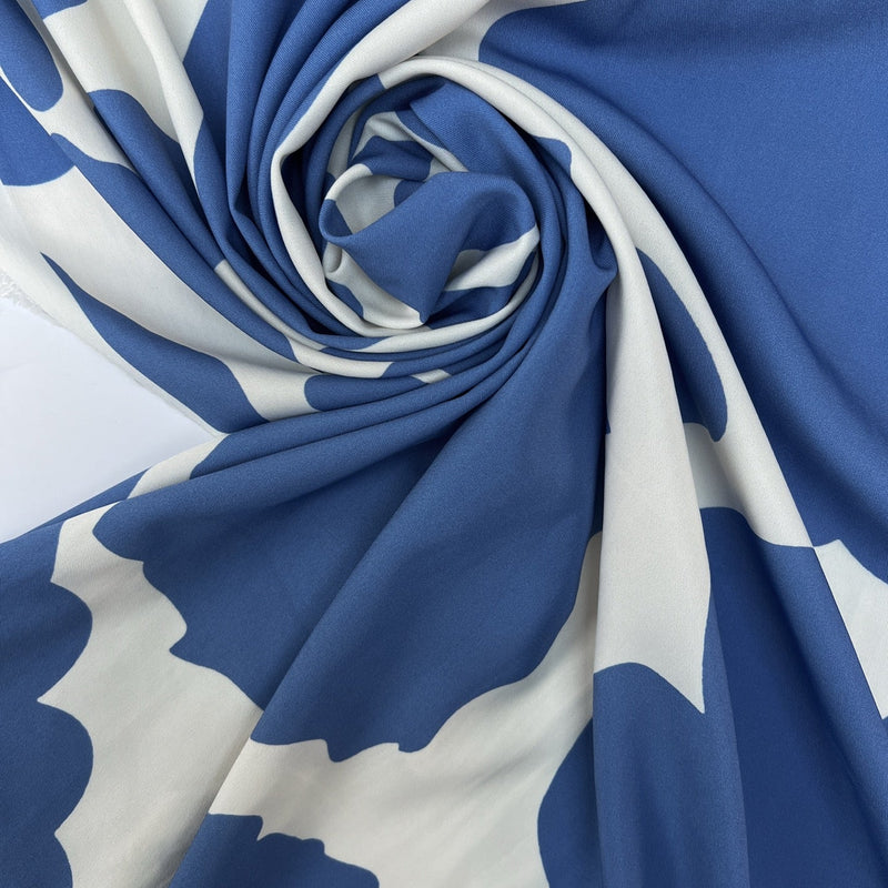 Polyamide Twill Abstract Print Blue