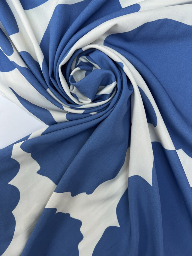 Polyamide Twill Abstract Print Blue