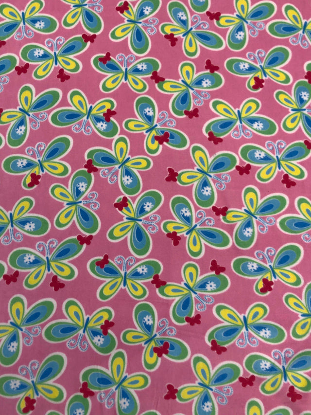 Assorted Anti-Pill Fleece Fabric - Floral, Butterfly, Dog, Pink Ribbon, Bright Plaid, 58-60 Inches Wide