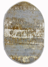 Maximus 02427C00 Polyester Viscose Fabric - Color-Changing Flat Weave, Gold Oval Shape, 5' 3" X 7' 5" (1 Unit)