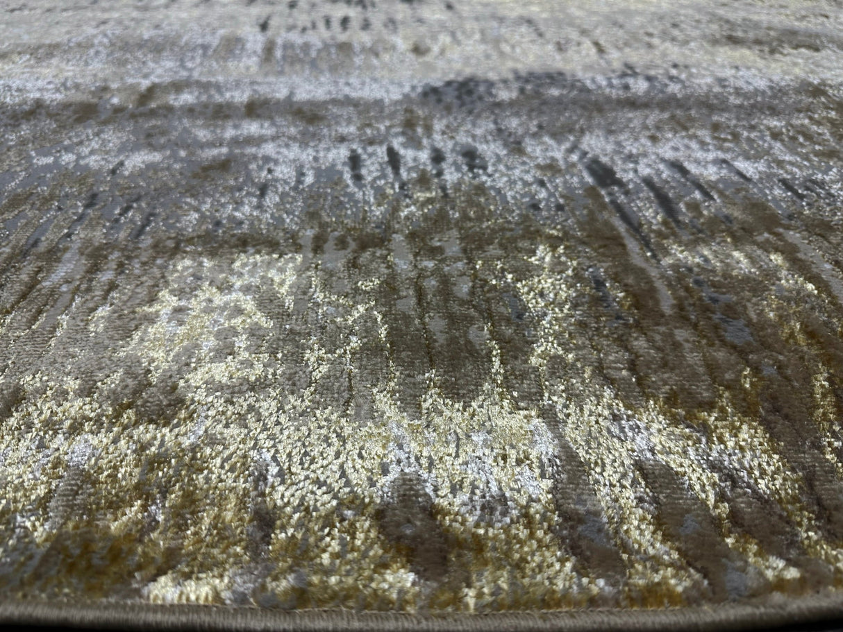 Maximus 02427C00 Polyester Viscose Fabric - Color-Changing Flat Weave, Gold Oval Shape, 5' 3" X 7' 5" (1 Unit)