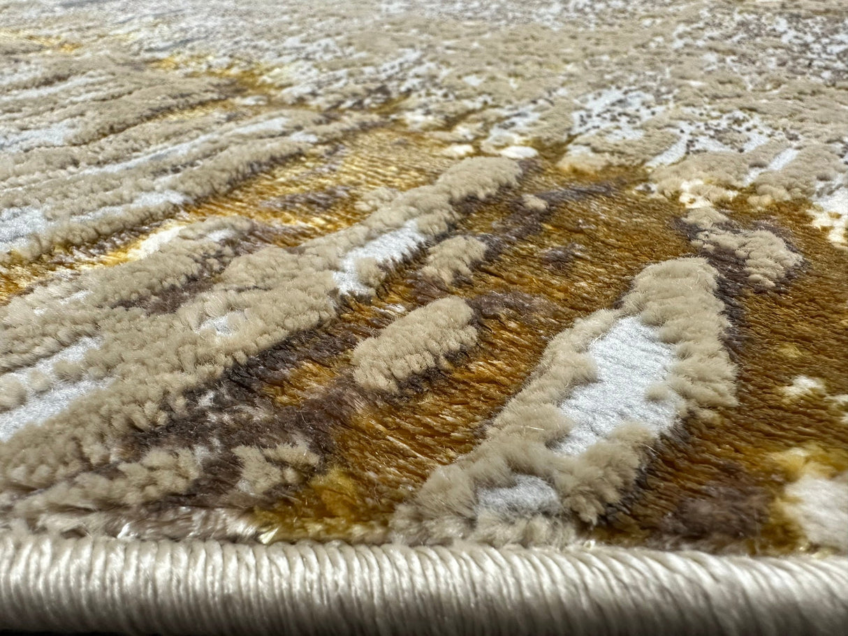 Maximus 02427C00 Polyester Viscose Fabric - Color-Changing Flat Weave, Gold Oval Shape, 5' 3" X 7' 5" (1 Unit)