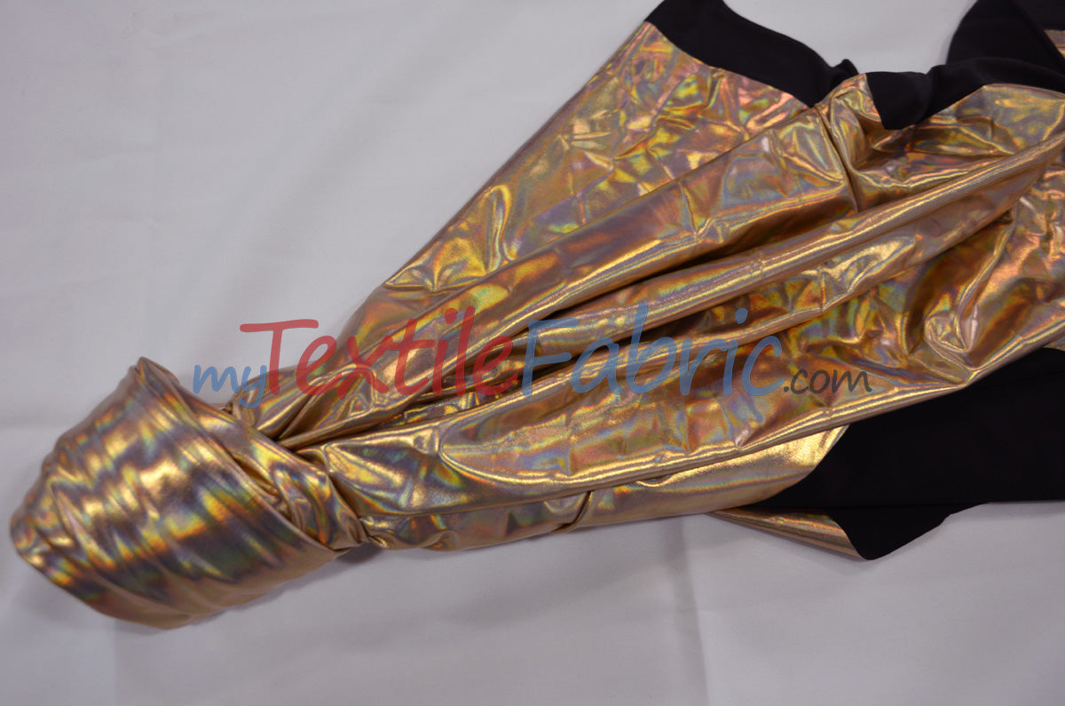 Hologram Foil Spandex Lame Fabric - Rainbow Stretch Metallic, 58/60" Width (1 Yard)