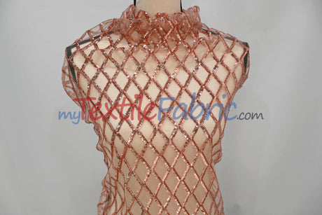 Luxury Glitz Sequins Lace Fabric - 100 Percent Polyester, Sheer Mesh Sequins Embroidery, Multiple Colors, 54" Width (By The Yard)