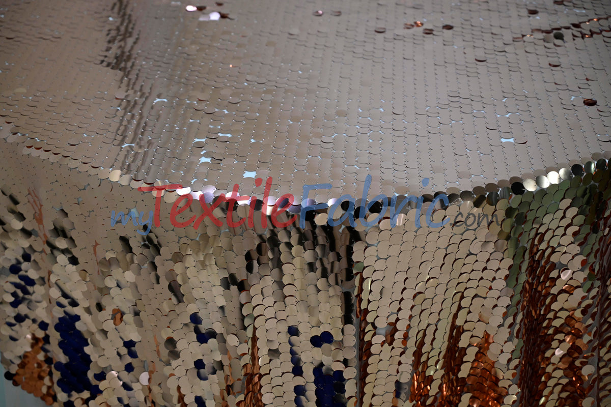 Fish Scale Paillette Sequins Polyester Fabric - 9Mm Sequins, 54" Width, Multiple Colors (1 Yard)