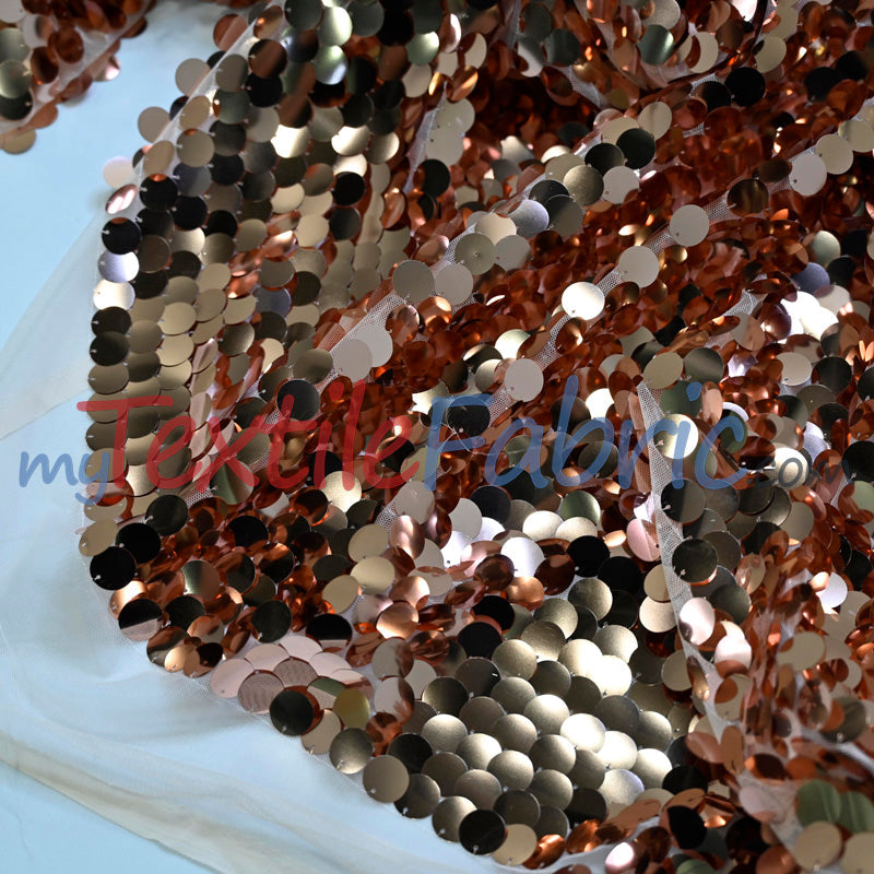 Fish Scale Paillette Sequins Polyester Fabric - 9Mm Sequins, 54" Width, Multiple Colors (1 Yard)