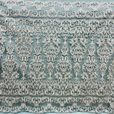 1 Yard Ivory Beaded and Corded Lace Fabric Embroidered on Polyester Net Mesh 51 Inch Width