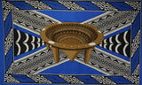 Kingdom Of Tonga Kava Bowl All Around Border Crossing Pattern Sarong Polyester Fabric - Vibrant Colors, 72" L X 45" W (1 Piece)