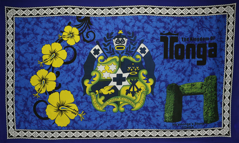 Kingdom Of Tonga Ha’Amonga ‘A Maui Polyester Fabric - Vibrant Multicolor Tongan Style, 72" L X 45" W (1 Piece)