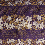 Tiare Garden Glitter Polyester Fabric - Various Color Background, White And Glitter Gold Floral Plumeria Design, 60" Width (1 Yard)