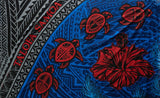 Talofa Samoa Sea Turtles Hibiscus Polyester Fabric - Sea Turtles, Hibiscus, Tattoo Design Background, 72" X 45" (1 Yard)