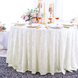 Round Crushed Velvet Tablecloth 132 Inch Ivory