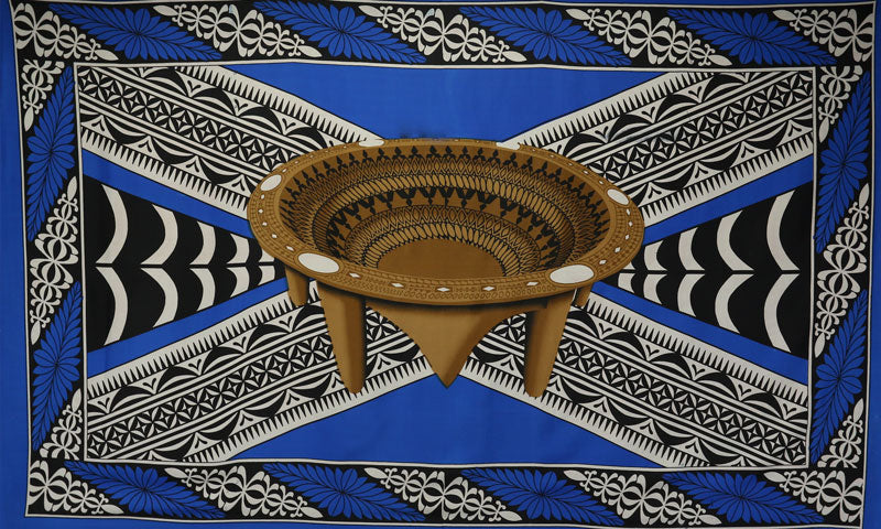 Kingdom Of Tonga Polyester Fabric - Kava Bowl All Around Border Crossing Pattern, 72" L X 45" W (1 Piece)