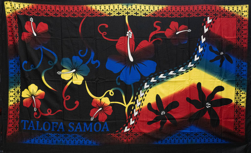 Polyester Sarong Multicolor Talofa Samoa Hibiscus Tiare