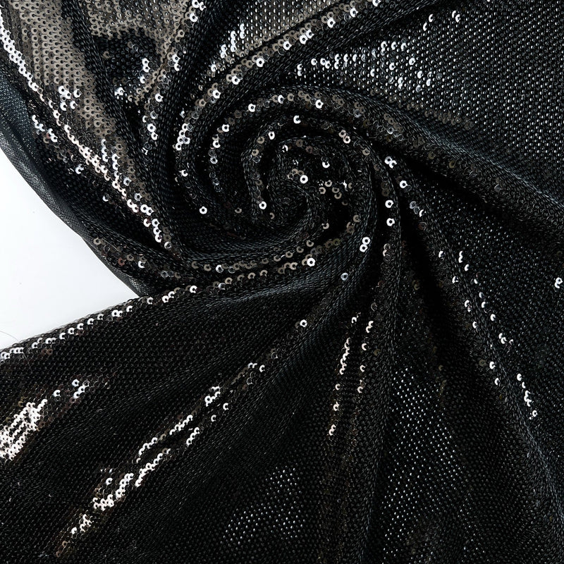 Black Knitted Fabric With Sequins