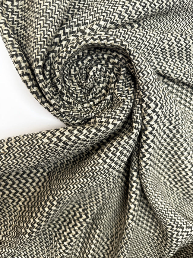 Cotton Wool Tweed Checked Gray Black