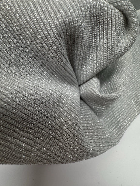Silver Lurex Blend Rib Knit
