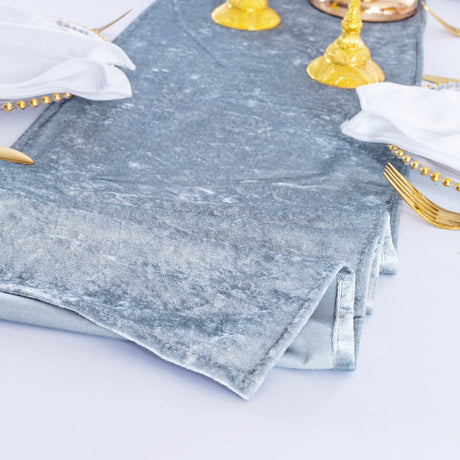Crushed Velvet Table Runner 13x108 Dusty Blue