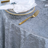 Round Velvet Tablecloth 120" Dusty Blue