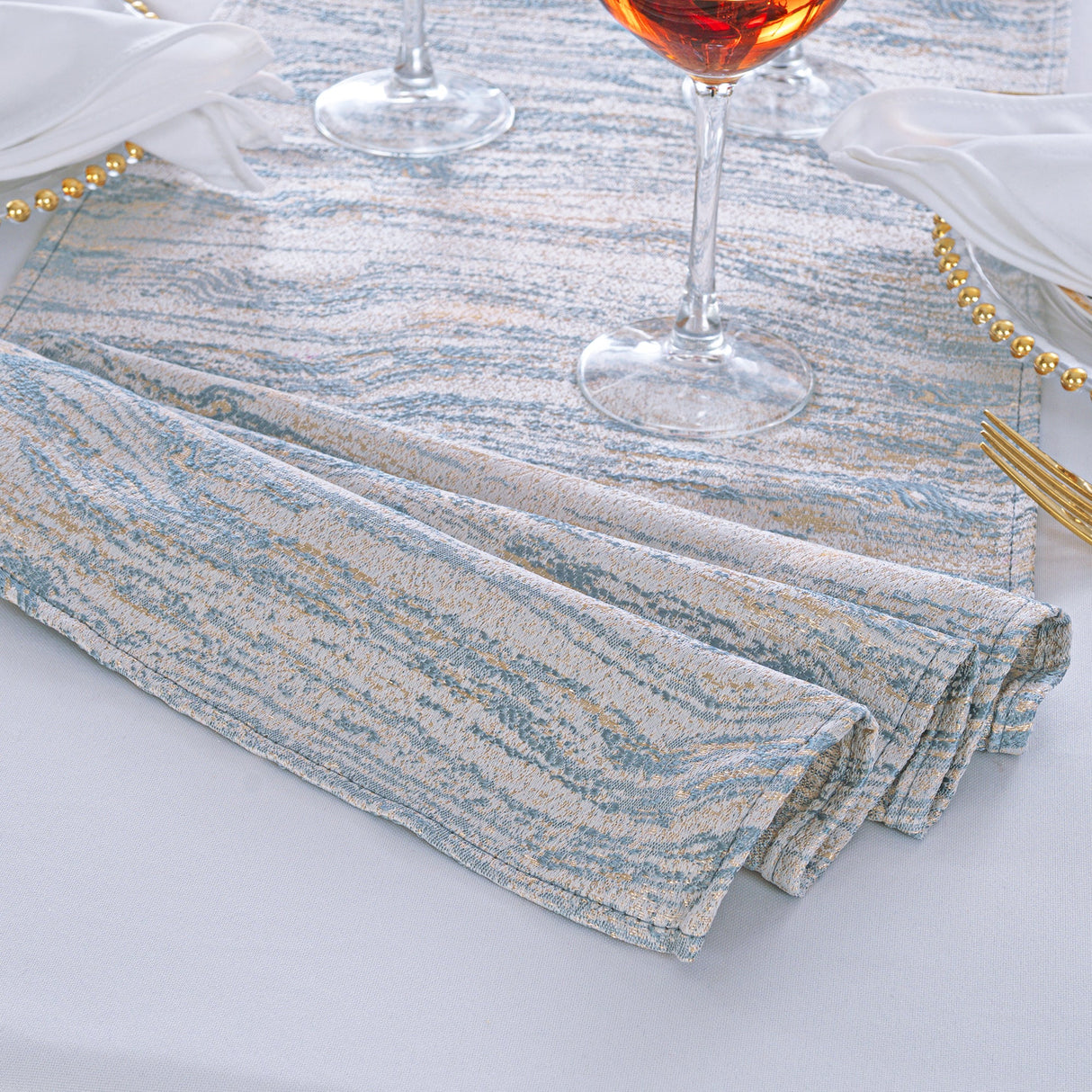 Jacquard Table Runner 13x108 Dusty Blue