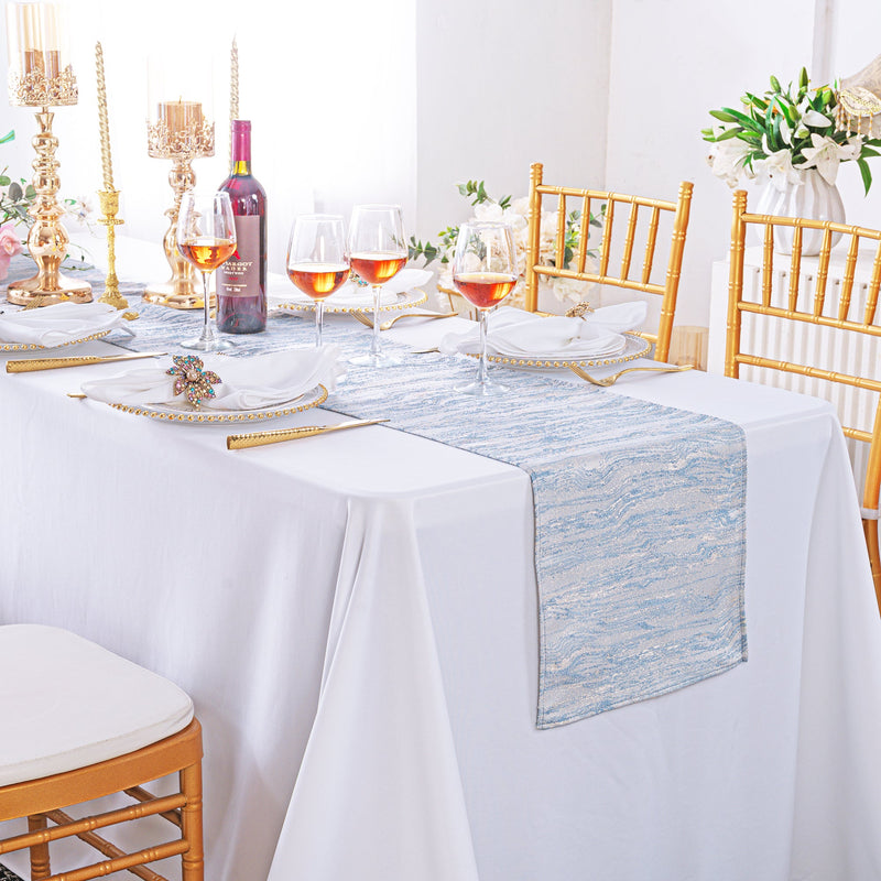 Jacquard Table Runner 13x108 Dusty Blue