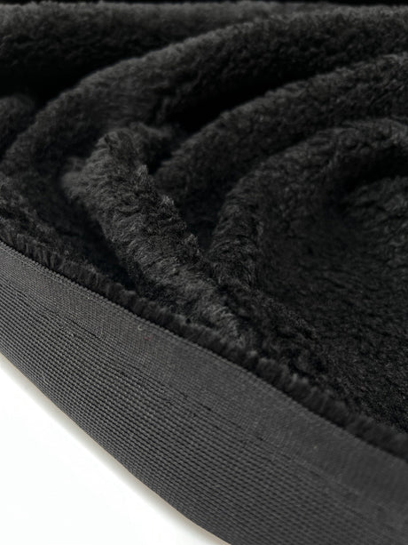 Black Polyamide Polyester Faux Fur