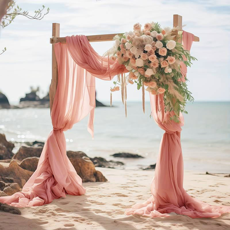 Chiffon Backdrop Drape Panel 14 ft x 57 in Rose Pink