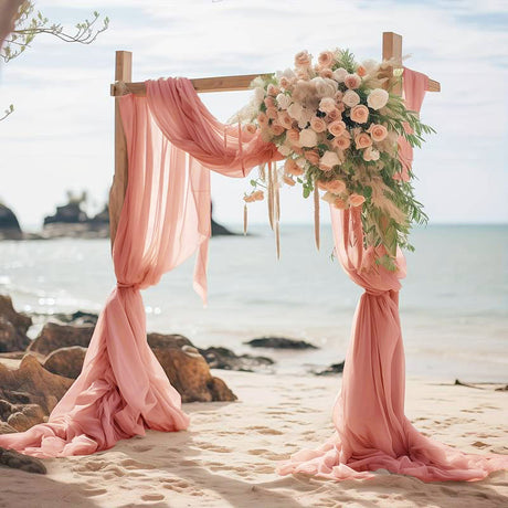 Chiffon Backdrop Drape Panel 14 ft x 57 in Rose Pink