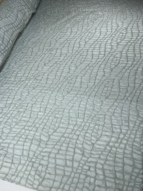 Acetate Polyester Jacquard Fabric Silver Green Abstract